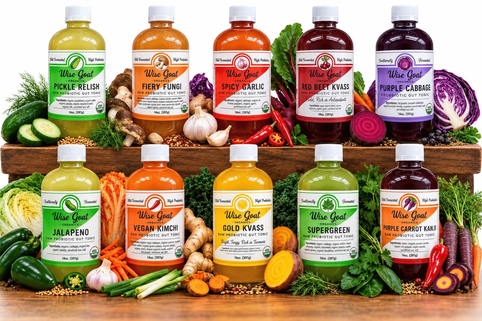 Wise Goat Organics Probiotic Gut Tonics & Kvass – Naturally Fermented Wellness Drinks