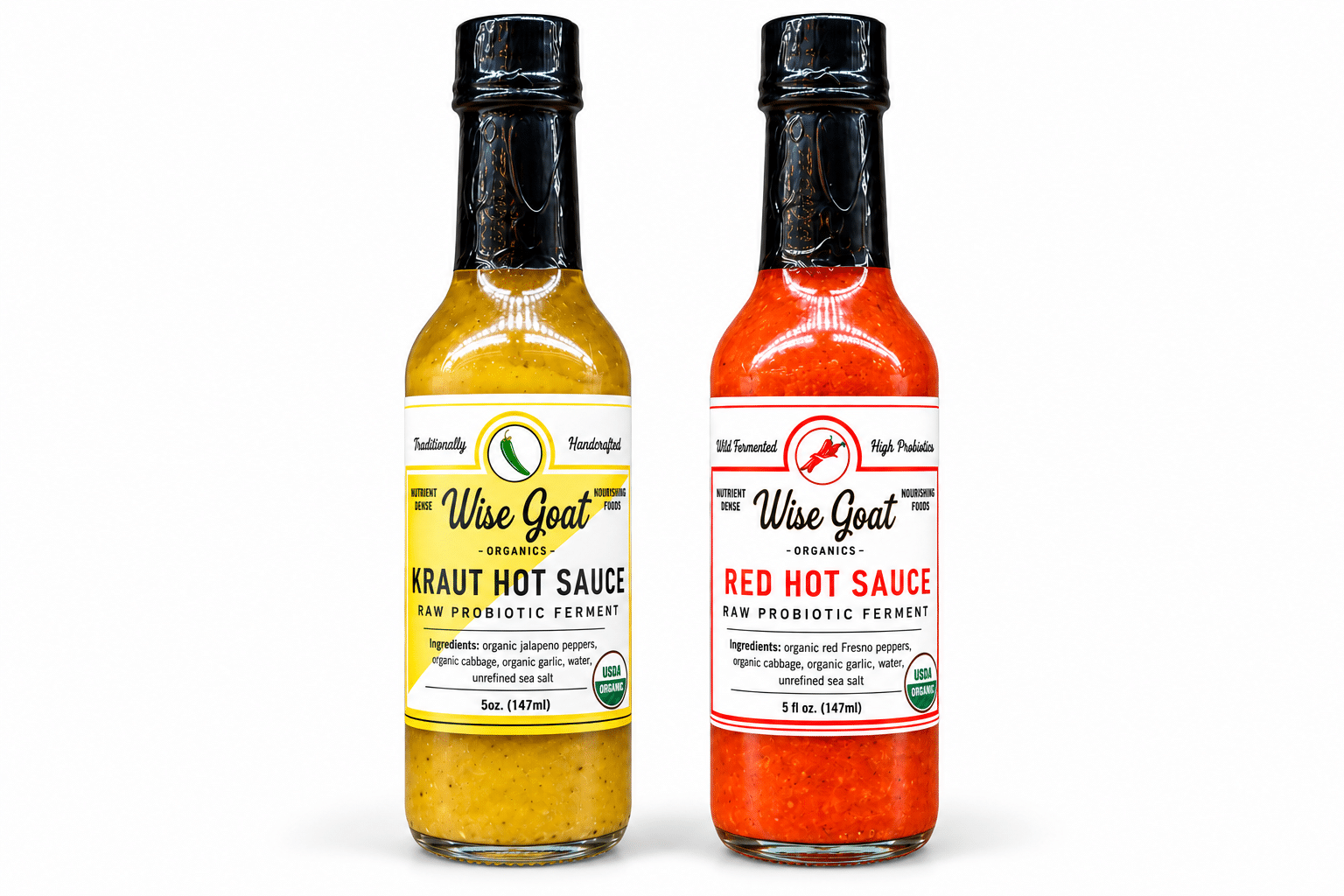 Wise Goat Organics Fermented Hot Sauce – Vegan Kimchi & Kraut | 5 oz